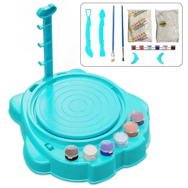 Creatief Boetseer Draaischijf Set voor Kinderen | Elektrisch Pottenbakkersgereedschap | Klei Activiteiten Kit | Educatief Speelgoed | Motoriek Ontwikkeling | Knutselset | Sansoti