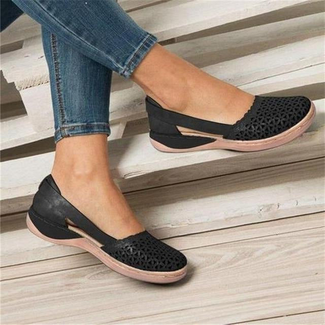 Women's Ballet Flats with a Wider Toe Box for Hallux Valgus Comfort, Flat PU Leather Shoes for Everyday Wear | Sansoti