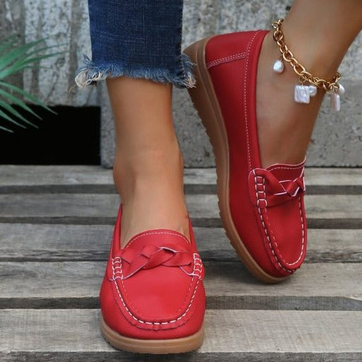 Mocassins orthopédiques pour femmes en cuir, chaussures à enfiler à coupe large, chaussures confortables antidérapantes pour tous les jours | Sansoti