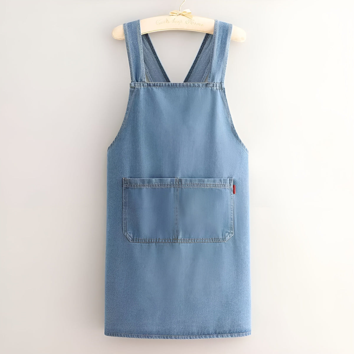 Polyester Kitchen Apron Crossback Denim Style Blue Hearts Stripe Front Pockets Cooking Baking Unisex Apron | Sansoti