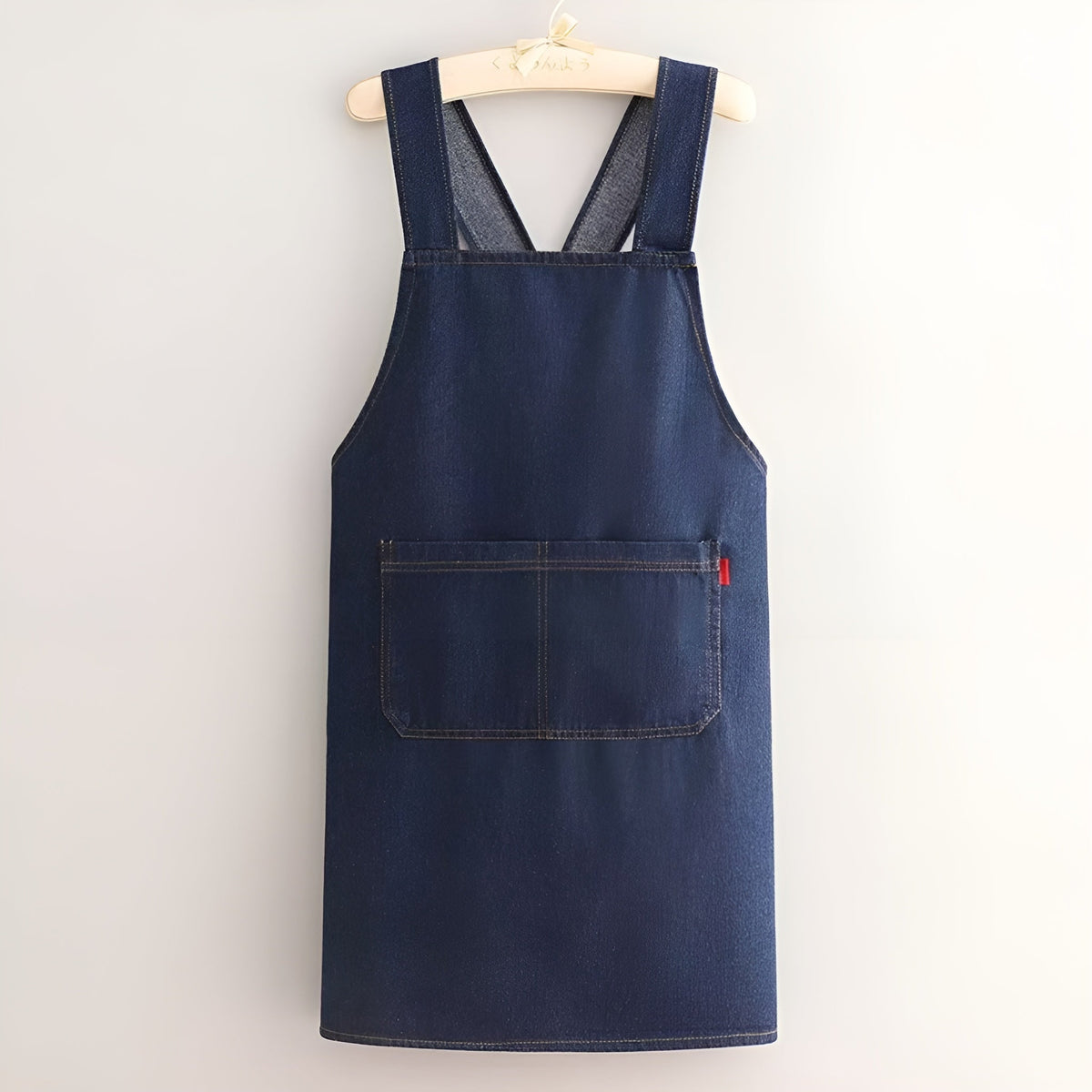 Polyester Kitchen Apron Crossback Denim Style Blue Hearts Stripe Front Pockets Cooking Baking Unisex Apron | Sansoti