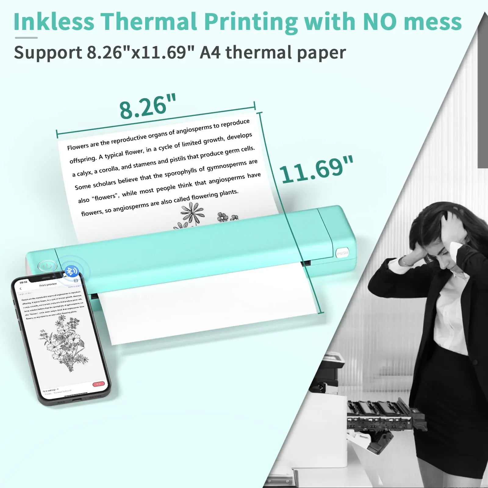 Thermodrucker Bluetooth Drahtlos Tintenlos Kompakt MK500 Mobiles Drucken | Restfield