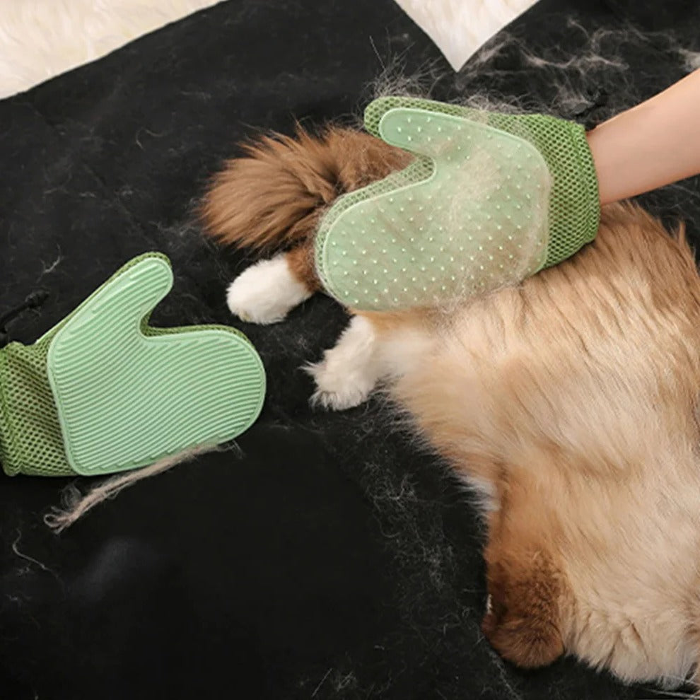 Doppelseitiger Pflegehandschuh für Katzen, Bürste und Massage zur Fellpflege, Haustiere, Hellgrün, Rosa, Blau | Sansoti