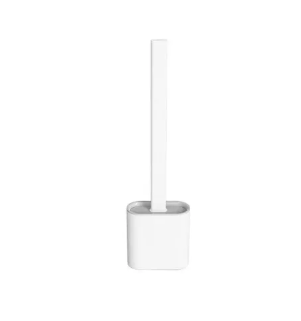 Brosse de toilette en silicone antibactérienne avec support mural, poils flexibles, hygiénique et peu encombrante | Sansoti