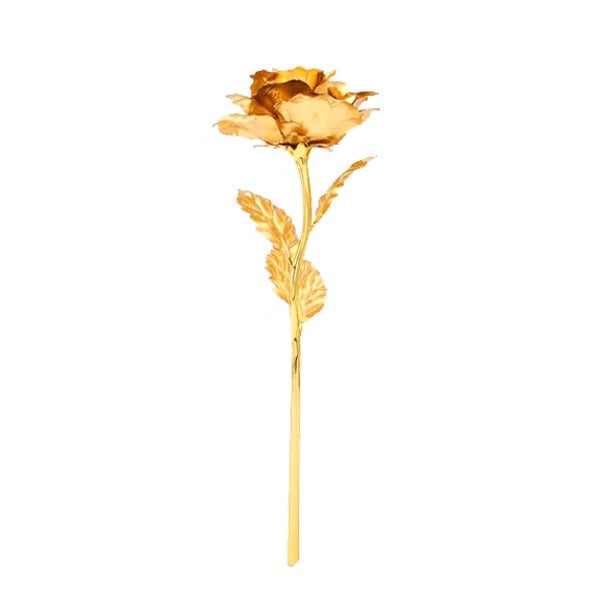 Rose décorative plaquée or 24 carats avec coffret cadeau luxueux pour la décoration intérieure du salon et comme cadeau romantique | Sansoti