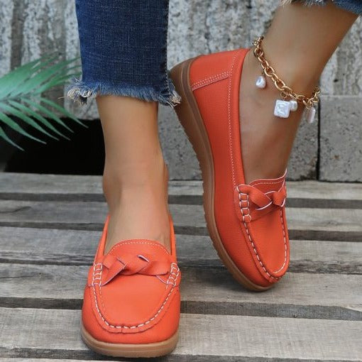 Mocassins orthopédiques pour femmes en cuir, chaussures à enfiler à coupe large, chaussures confortables antidérapantes pour tous les jours | Sansoti
