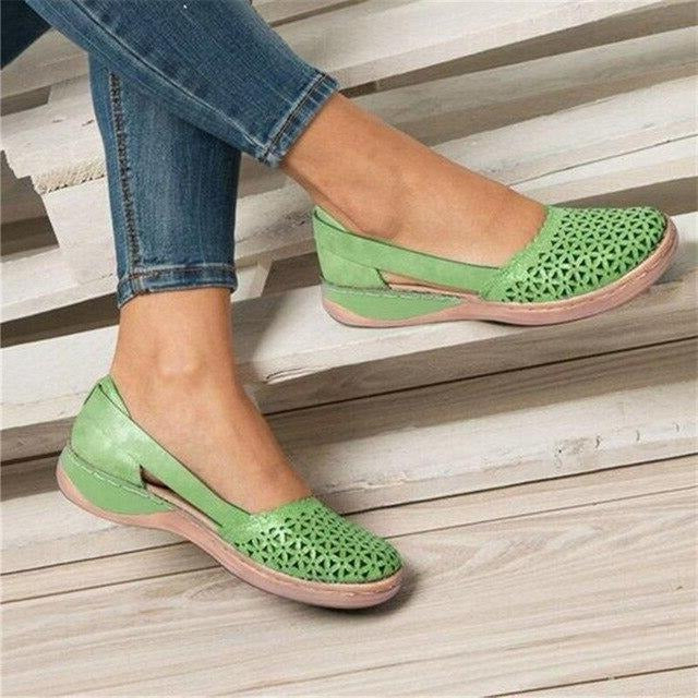 Women's Ballet Flats with a Wider Toe Box for Hallux Valgus Comfort, Flat PU Leather Shoes for Everyday Wear | Sansoti