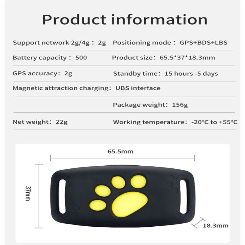 GPS-Tracker voor Huisdieren 2x2cm Realtime Locatie via App | Sansoti