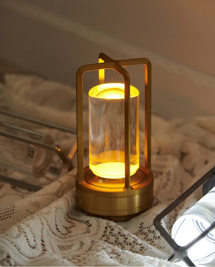 Lampe de table LED sans fil, à intensité variable, rechargeable, commande tactile, éclairage d’ambiance, veilleuse, USB-C, noir, or et argent | Sansoti