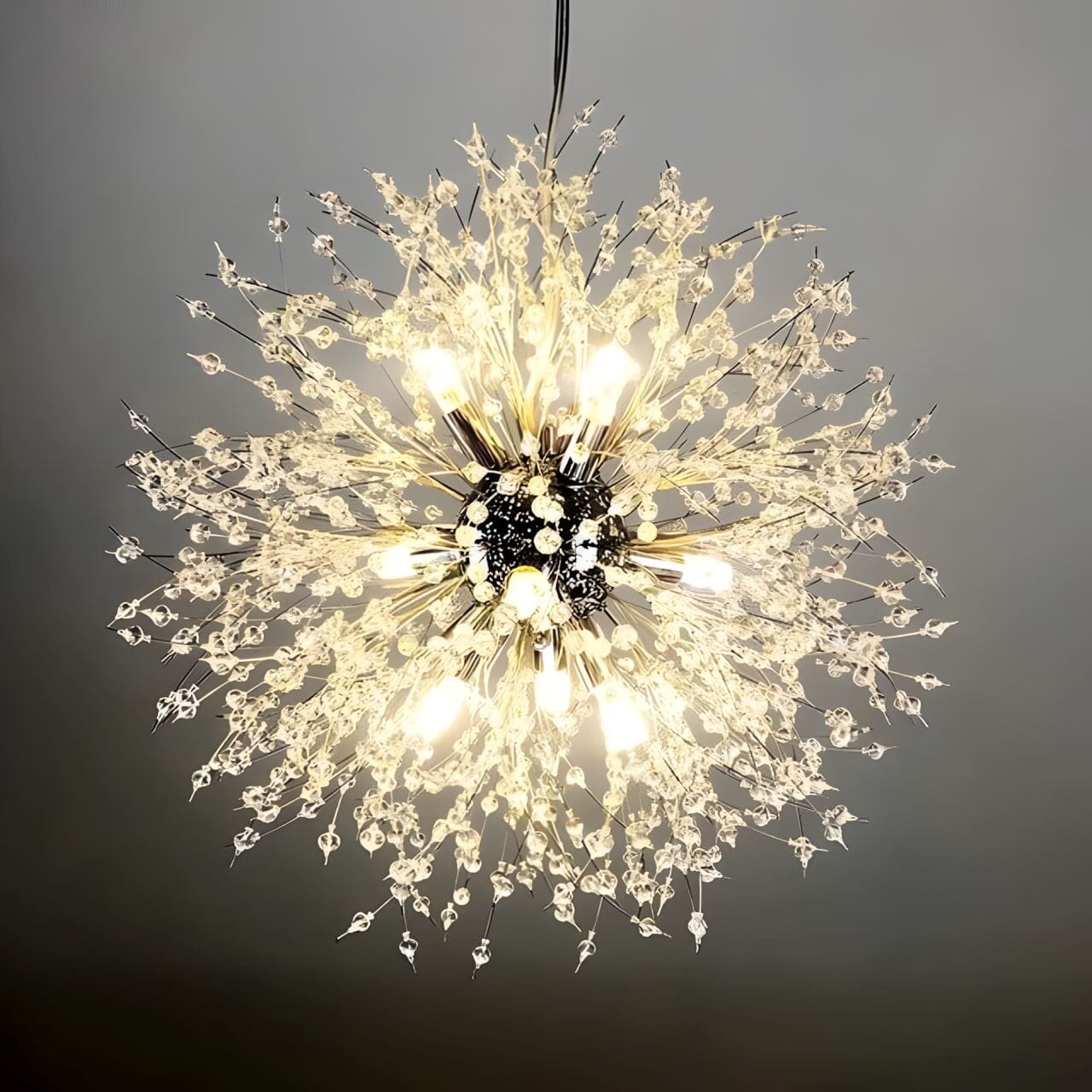 Lustre moderne en cristal pissenlit avec LED G9 et finition métal de luxe | Restfield