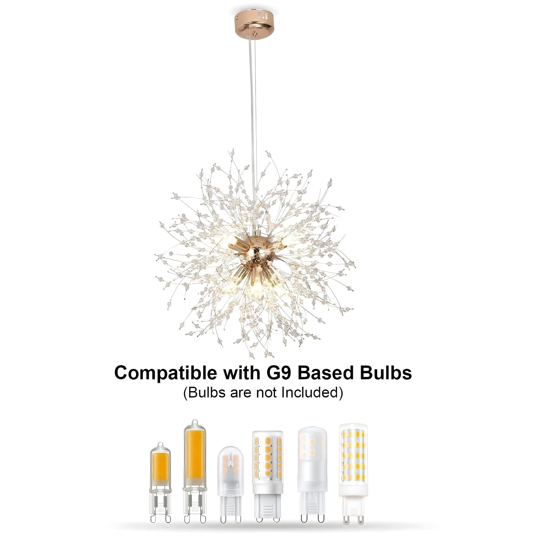 Lustre moderne en cristal pissenlit avec LED G9 et finition métal de luxe | Restfield