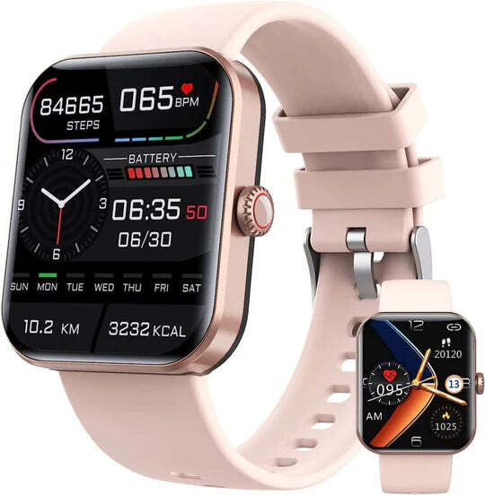 Smartwatch met Glucosemeting 1.91 Inch Touchscreen Zwart Roze | Gezondheidshorloge met Hartslagmeter GPS Slaapanalyse Waterdicht IP67 Sportmodi Notificaties 7 Dagen Accuduur | Sansoti