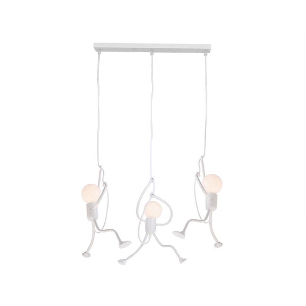 Suspension en métal en forme de figure LED E27 noir blanc design moderne éclairage intérieur salon salle à manger chambre | Sansoti