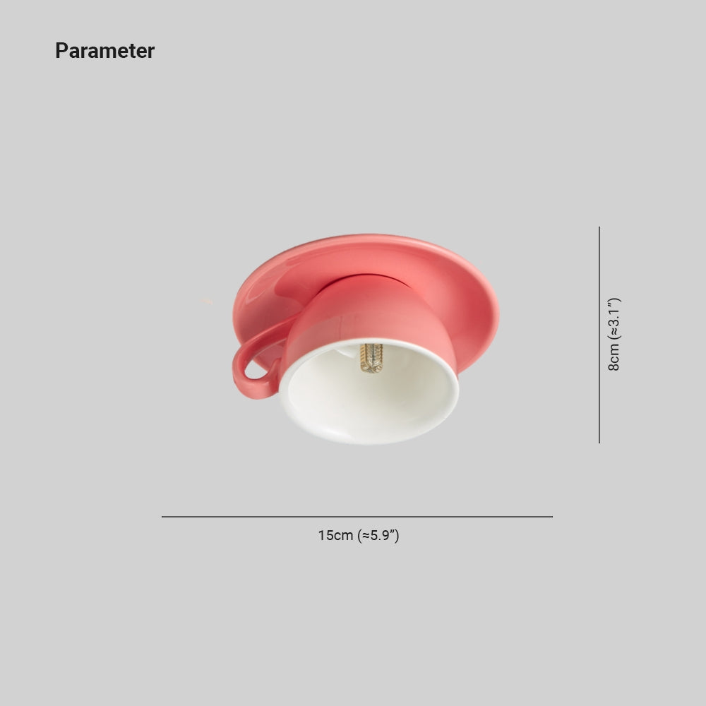 Deckenleuchte Keramik Kaffeetasse Form LED Blau Rosa Gelb Schlafzimmer Wohnzimmer Verspieltes Design | Restfield