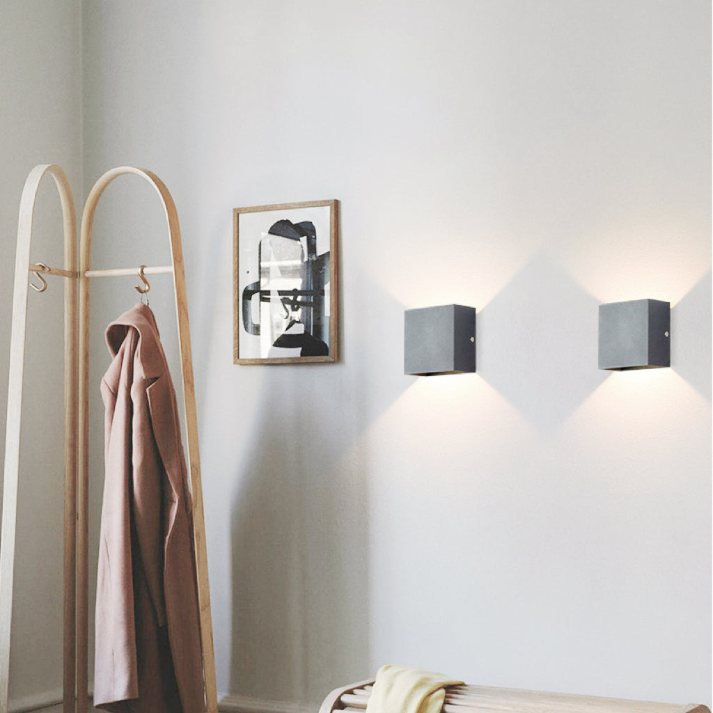 Square Outdoor Wall Light LED Adjustable Black White Gray Waterproof IP65 Metal Acrylic Garden Lighting | Sansoti