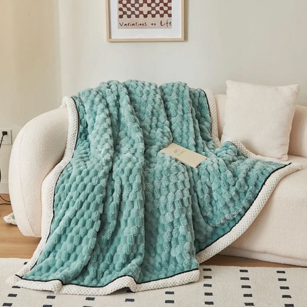 Woolly Throw with Bobble Texture – Versatile Warmth and Comfort for Sofa and Bed – Soft Decorative Home Blanket | Sansoti