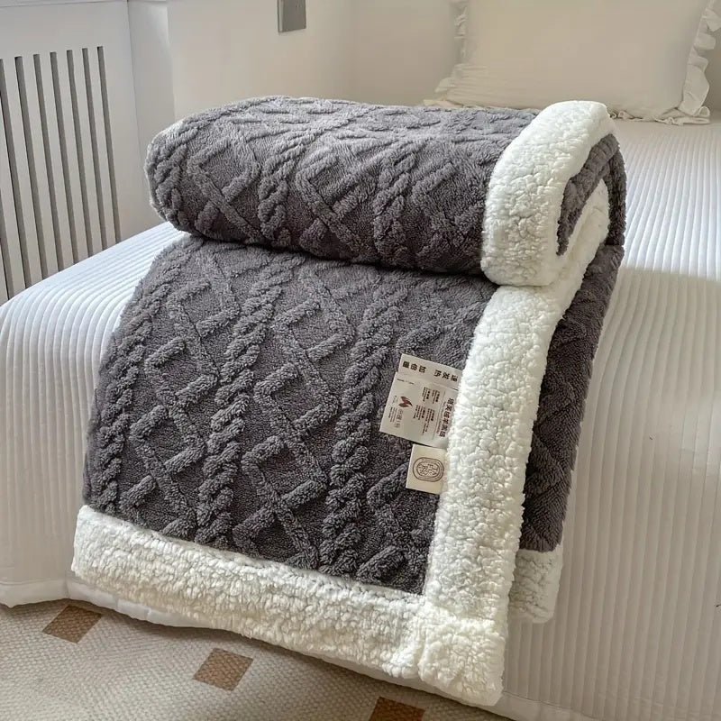 Sherpa Fleece Throw Double-Sided Soft Warm Plush Blanket for Bed Couch Sofa All Seasons Comfortable | Sansoti