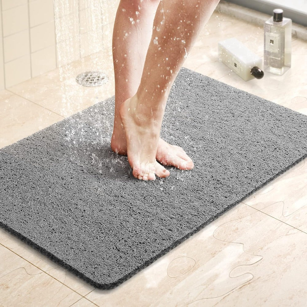 Tapis de bain antidérapant avec trous d’évacuation de l’eau, séchage rapide et résistant aux moisissures, tapis de sol de douche pour salle de bains | Sansoti