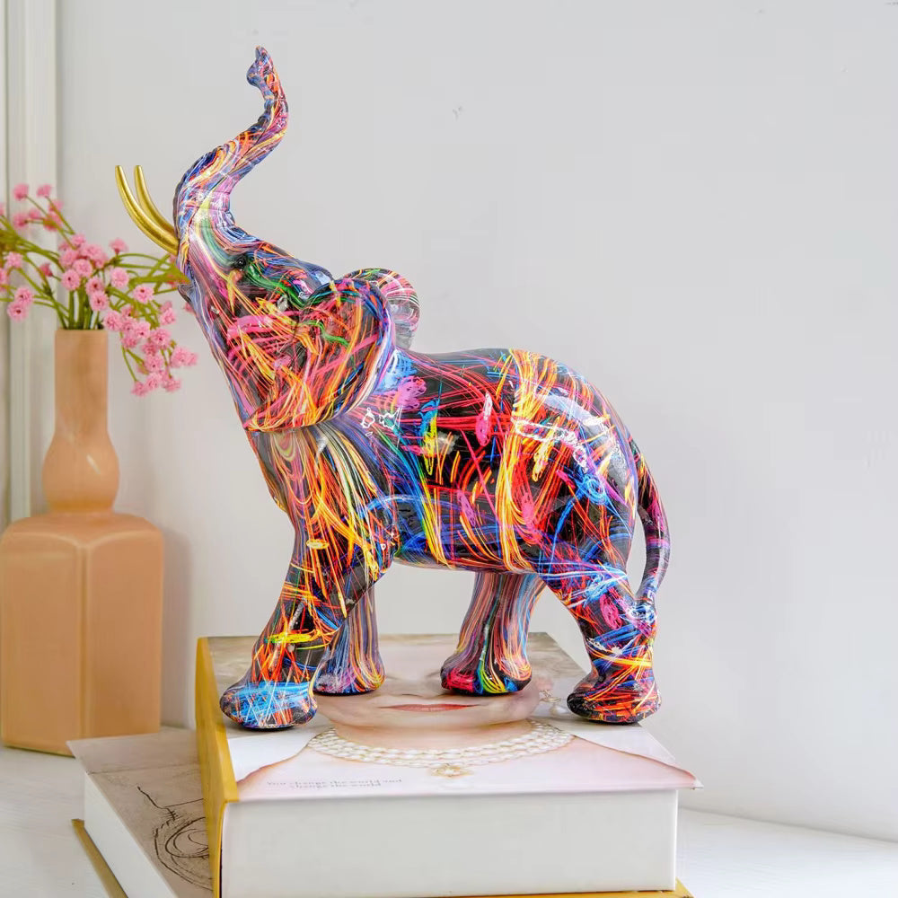 Sculpture moderne d'éléphant au design graffiti | Décoration intérieure – Restfield