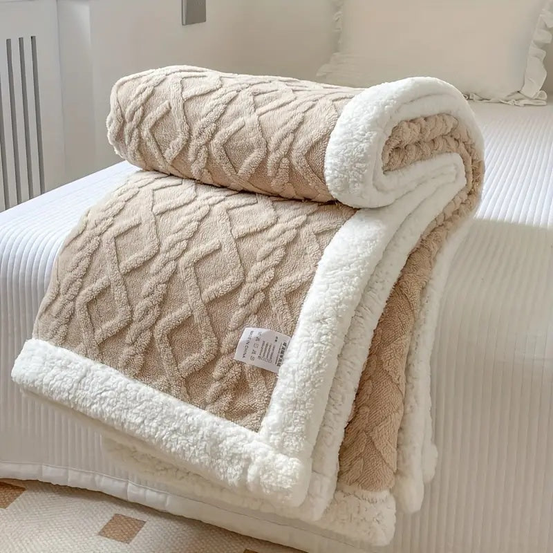 Sherpa Fleece Throw Double-Sided Soft Warm Plush Blanket for Bed Couch Sofa All Seasons Comfortable | Sansoti