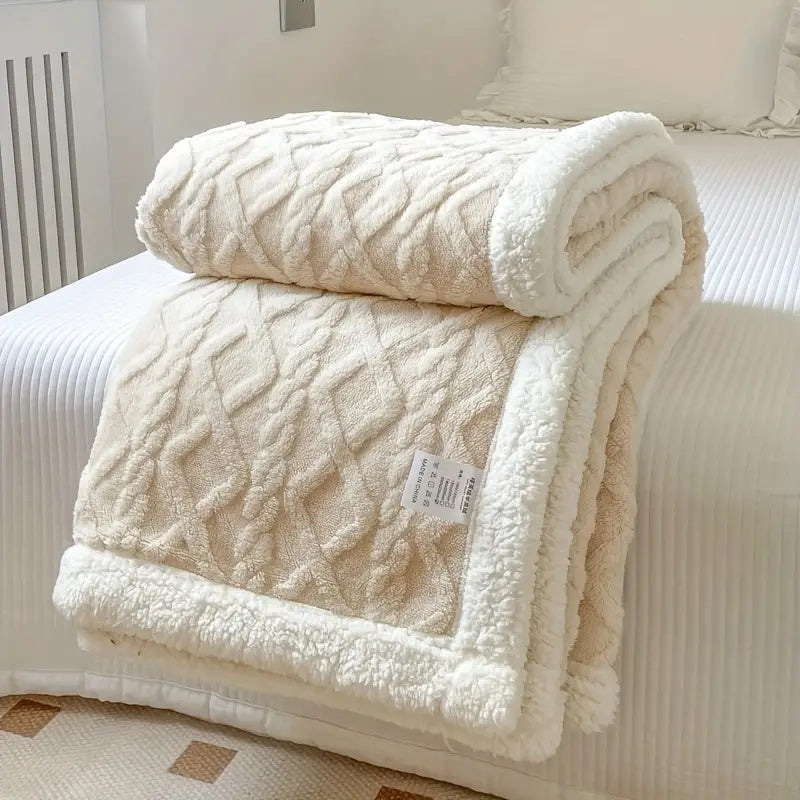 Sherpa Fleece Throw Double-Sided Soft Warm Plush Blanket for Bed Couch Sofa All Seasons Comfortable | Sansoti