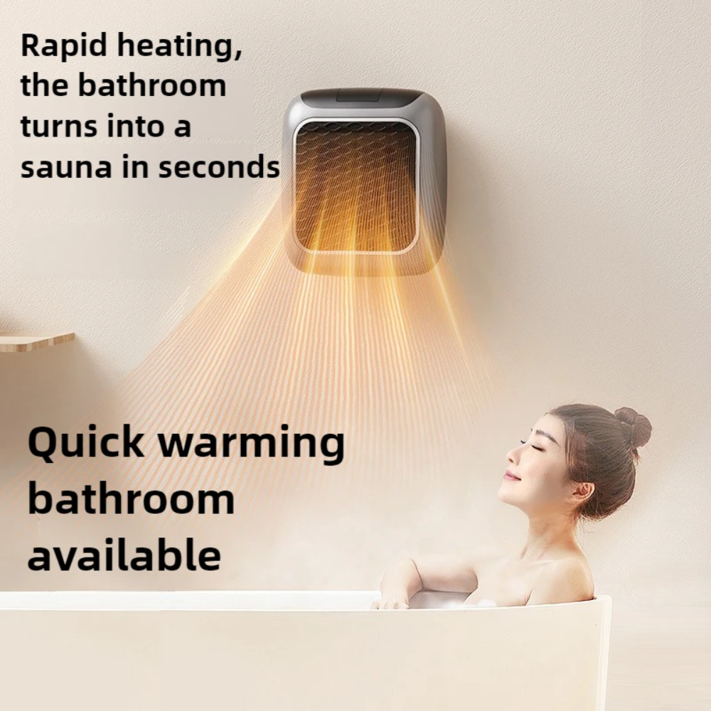 Compacte Wandkachel 800W Direct Warmte ABS Zilver Plug-In Elektrische Verwarming voor Slaapkamer en Badkamer | Sansoti
