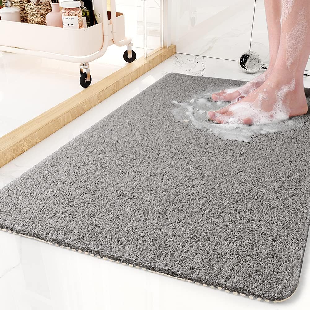 Tapis de bain antidérapant avec trous d’évacuation de l’eau, séchage rapide et résistant aux moisissures, tapis de sol de douche pour salle de bains | Sansoti