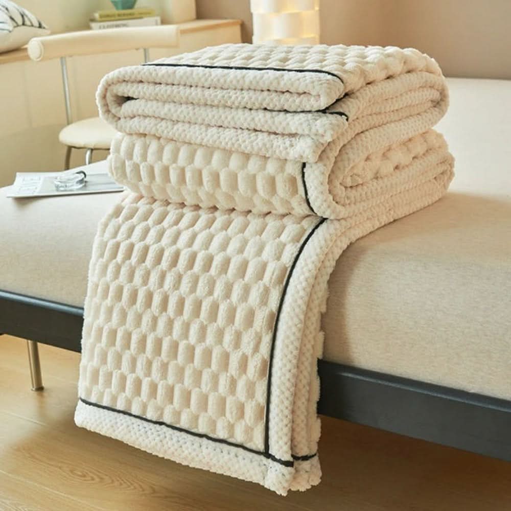 Woolly Throw with Bobble Texture – Versatile Warmth and Comfort for Sofa and Bed – Soft Decorative Home Blanket | Sansoti