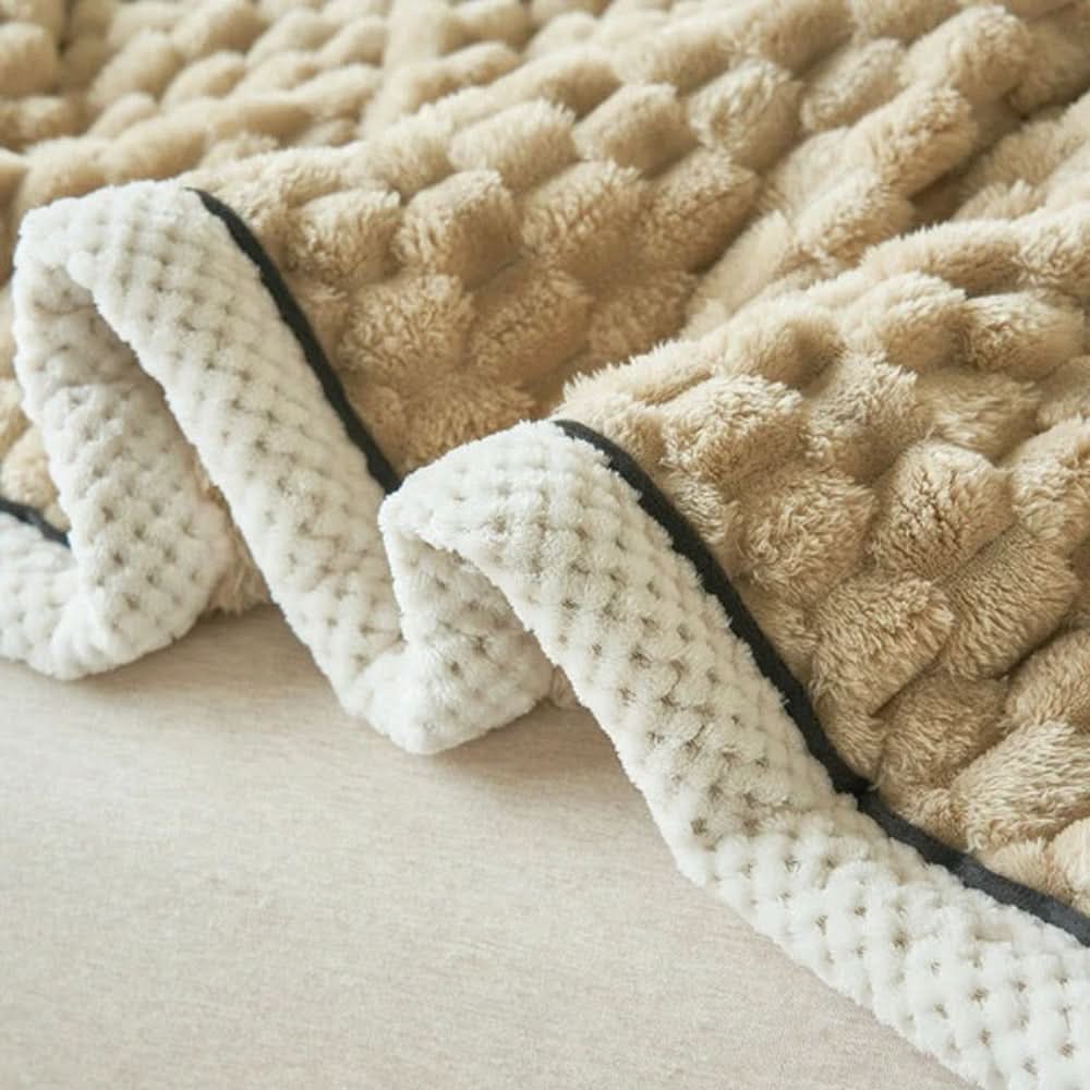 Woolly Throw with Bobble Texture – Versatile Warmth and Comfort for Sofa and Bed – Soft Decorative Home Blanket | Sansoti