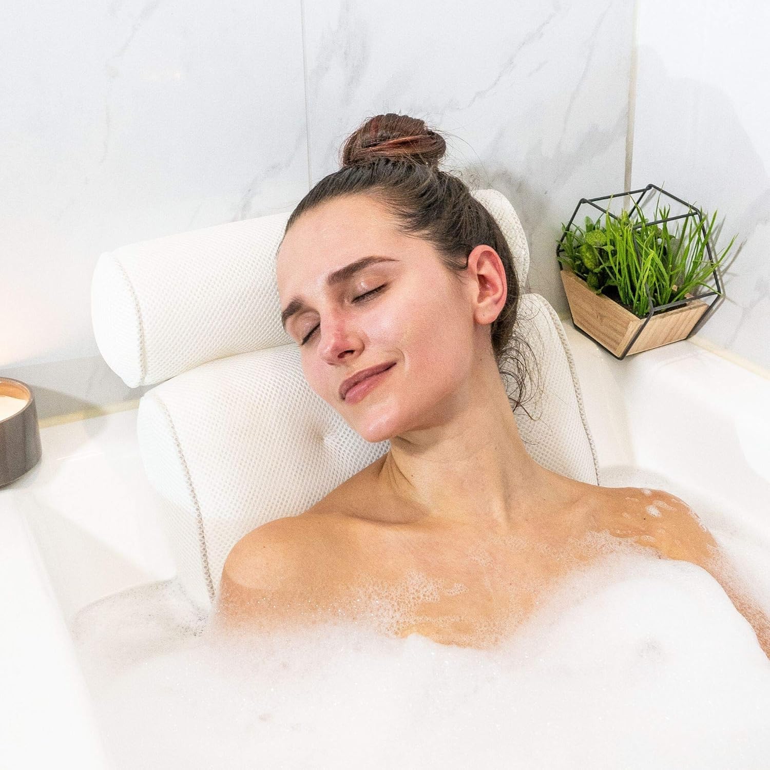 Ergonomisch Badkussen met Zuignappen – Comfortabele Neksteun voor Bad en Spa | Sansoti