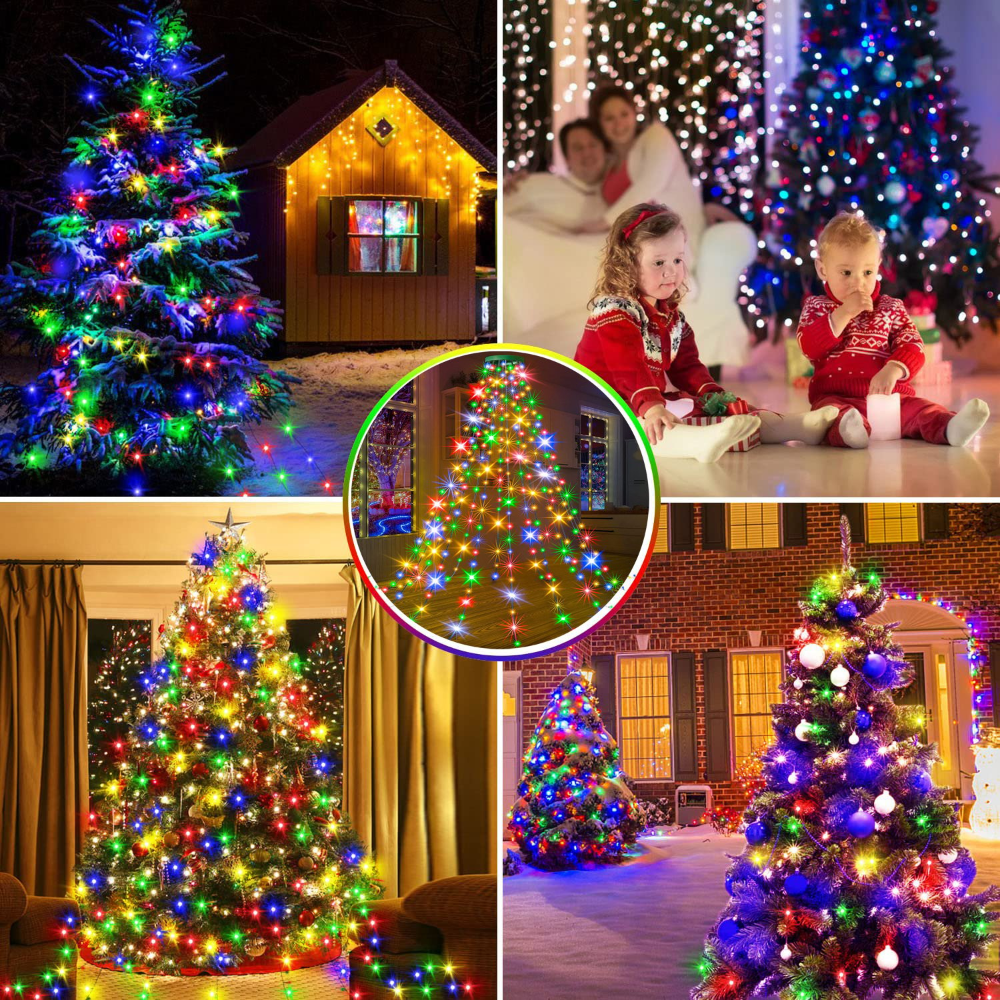 LED Waterfall Christmas Tree Lights Hanging Curtain Lights Dimmable with Remote Control Timer for Holidays | Sansoti