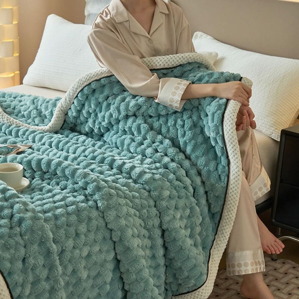 Woolly Throw with Bobble Texture – Versatile Warmth and Comfort for Sofa and Bed – Soft Decorative Home Blanket | Sansoti