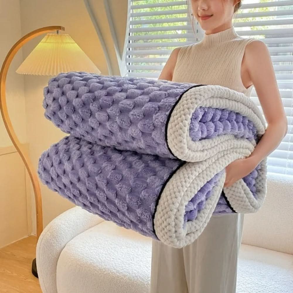 Woolly Throw with Bobble Texture – Versatile Warmth and Comfort for Sofa and Bed – Soft Decorative Home Blanket | Sansoti