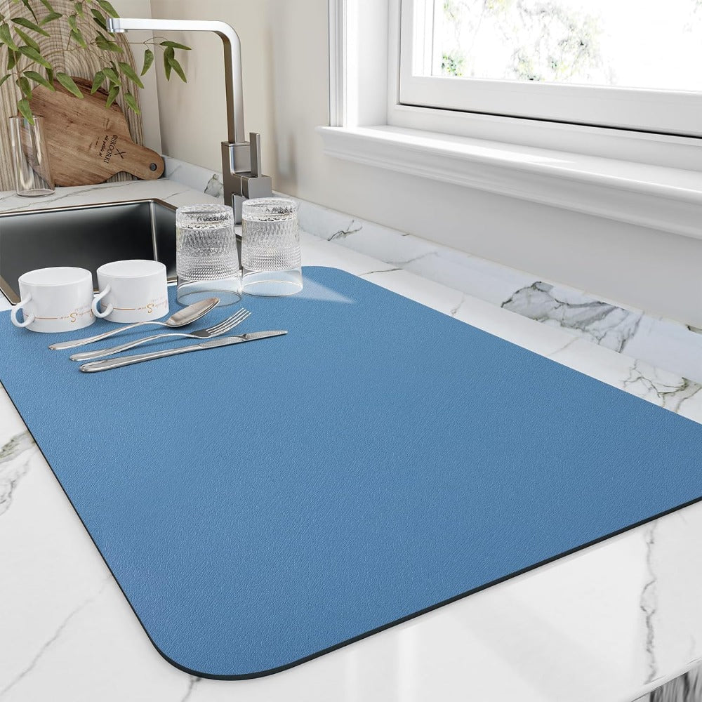 Afdroogmat Keuken Diatomiet 40x30cm Grijs Sneldrogend Absorberend Aanrecht Vaat Droogmat Antislip Keukenorganizer | Sansoti