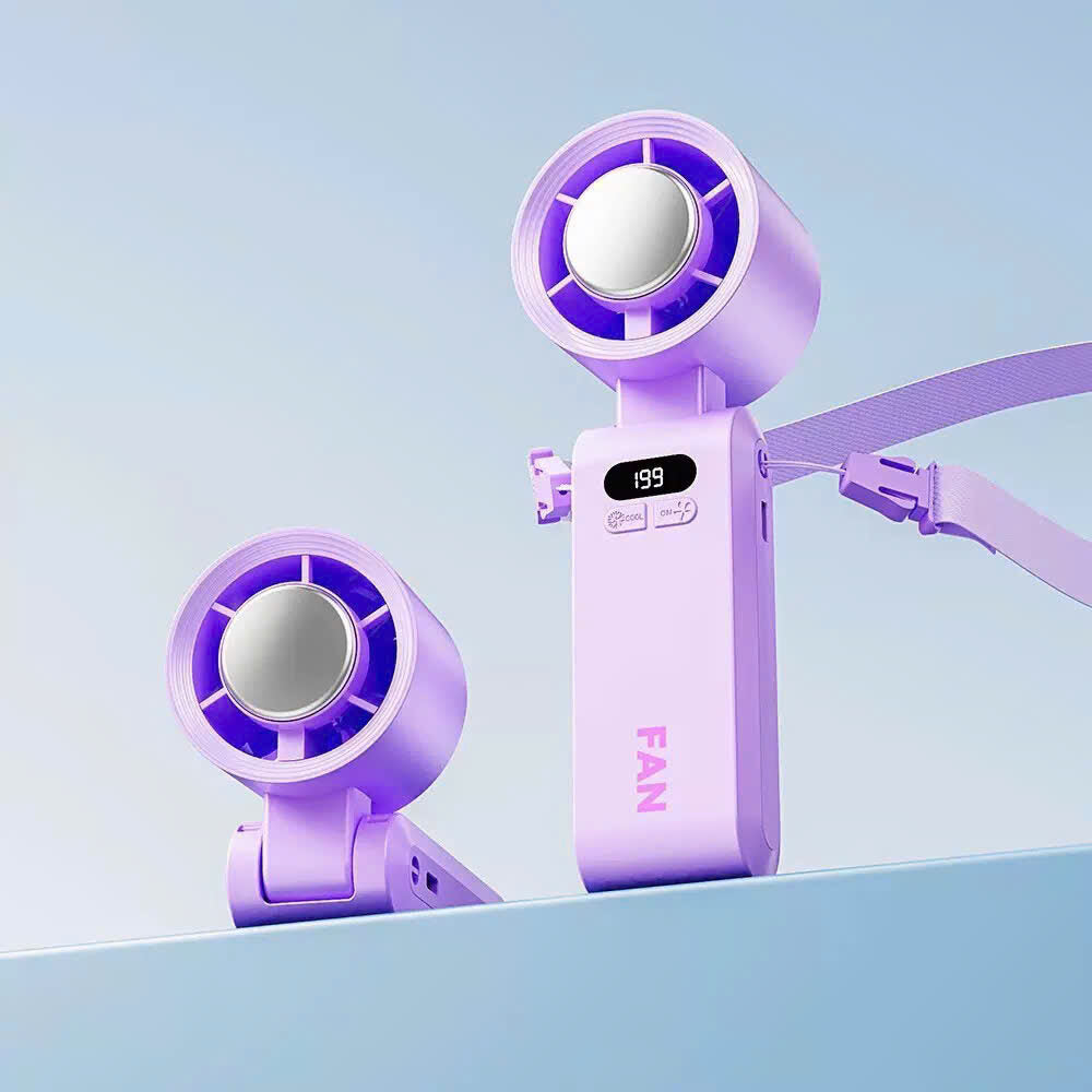 Draagbare Turbo Ventilator met IJskoeling Oplaadbaar Verstelbare Snelheid Handheld voor Onderweg Reizen Buiten | Sansoti