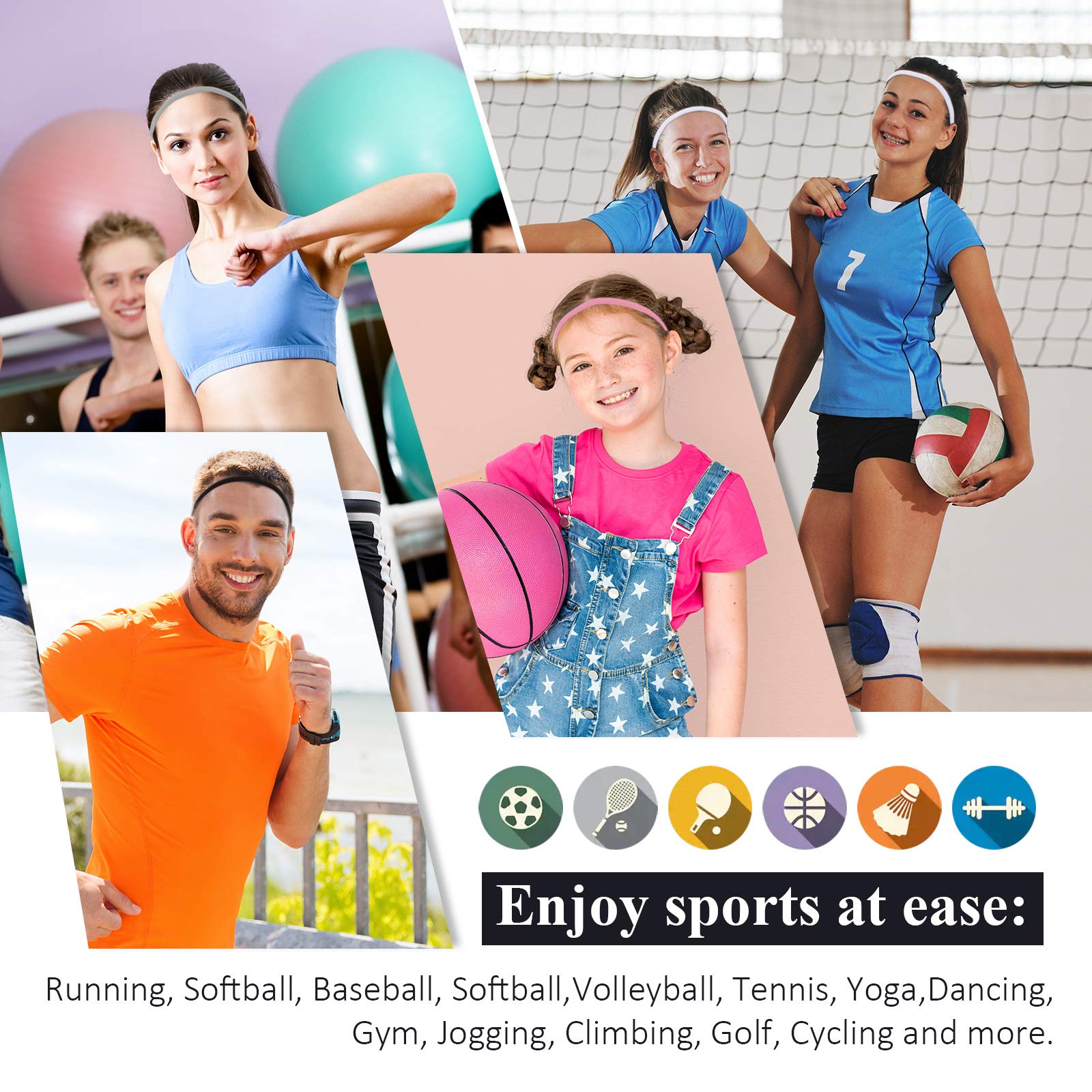 Elastische Sport Haarbanden 4 Stuks – Antislip Design Dames & Heren Yoga Running | Sansoti
