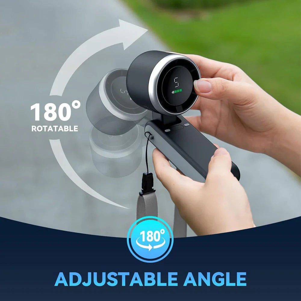 Draagbare Handheld Turboventilator 5 Snelheden Opvouwbaar Compact Reisventilator Oplaadbaar Batterij USB | Sansoti