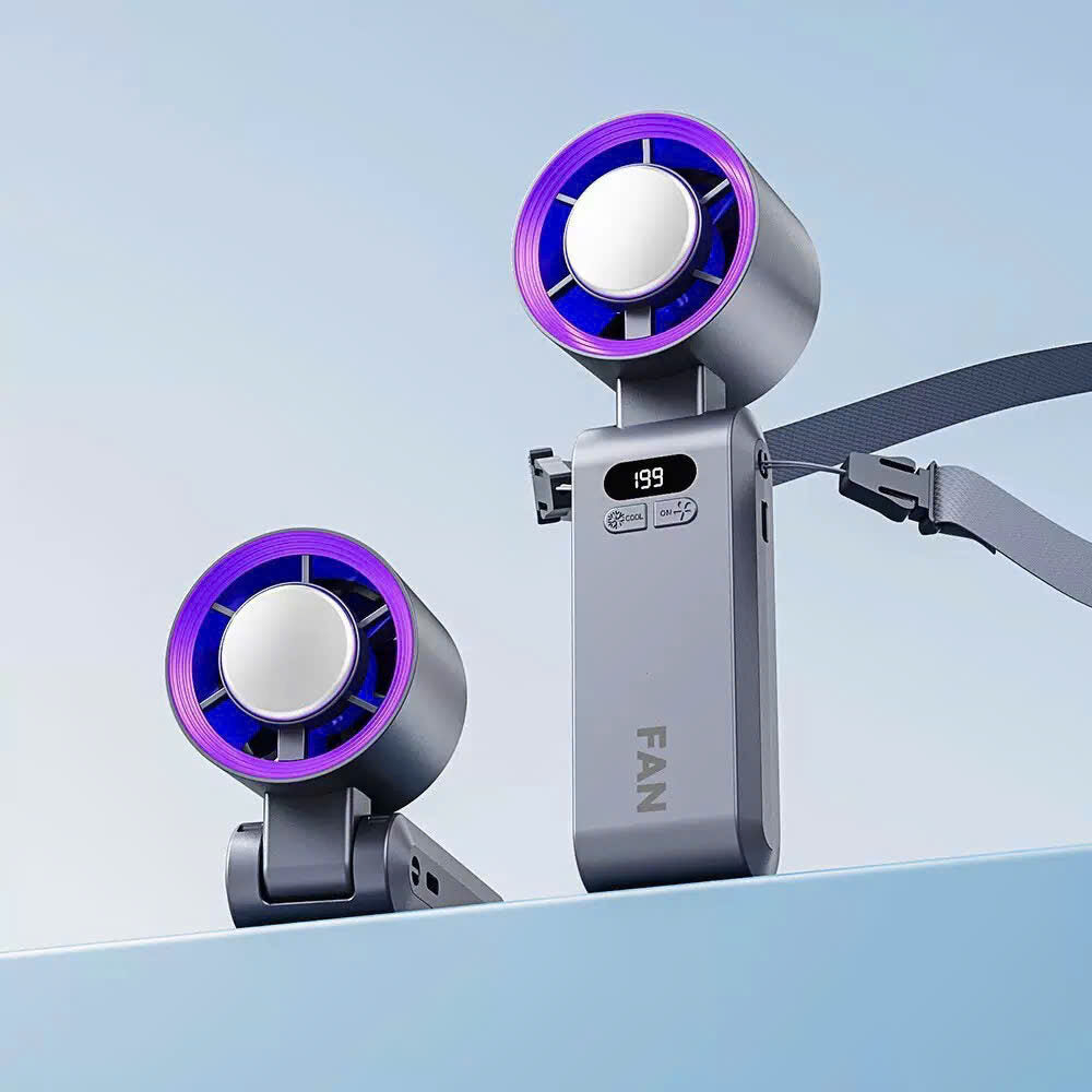 Draagbare Turbo Ventilator met IJskoeling Oplaadbaar Verstelbare Snelheid Handheld voor Onderweg Reizen Buiten | Sansoti