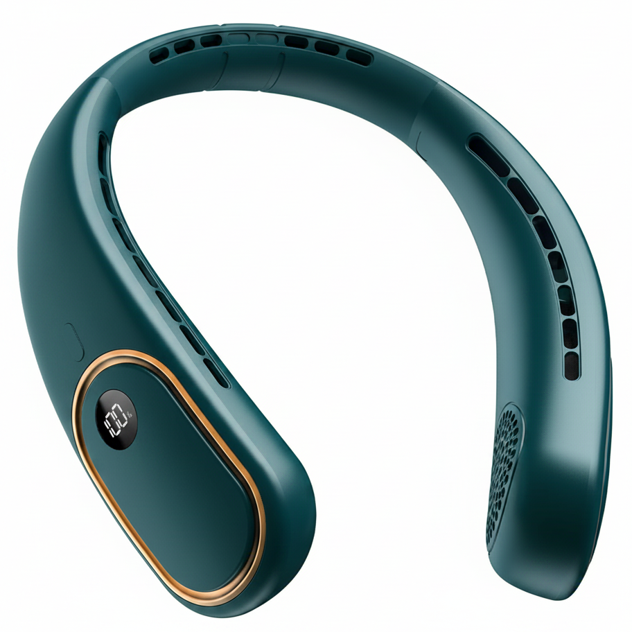 Draagbare Nekventilator Bladeless Oplaadbaar met Digitaal Display en 4 Snelheden voor Handsfree Koeling | Sansoti