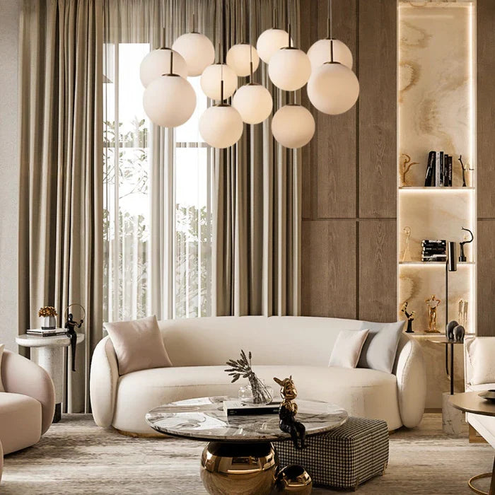 Moderne Lineaire Kroonluchter met Glazen Bollen LED-verlichting voor Eetkamer Woonkamer Eettafel Hangverlichting | Sansoti