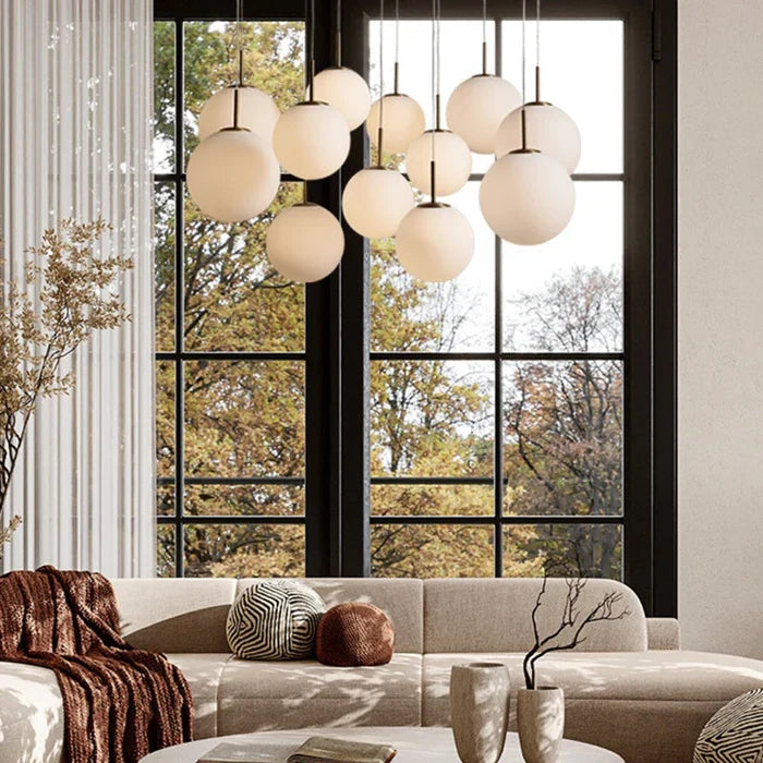 Moderne Lineaire Kroonluchter met Glazen Bollen LED-verlichting voor Eetkamer Woonkamer Eettafel Hangverlichting | Sansoti