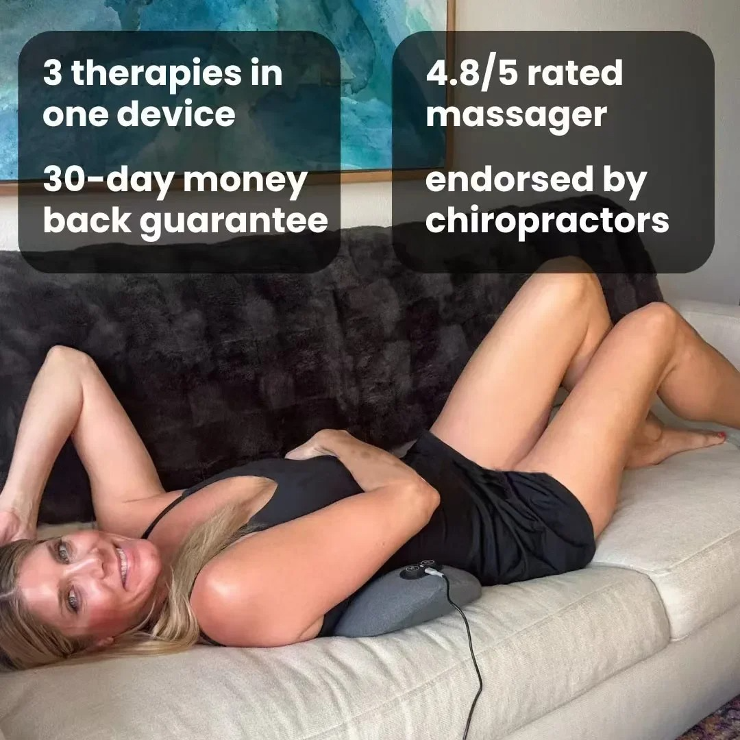 Rugmassageapparaat met Warmte en Vibratie voor Onderrug Lumbale Therapie Thuis Ischias Ontspanning Pijnverlichting | Sansoti