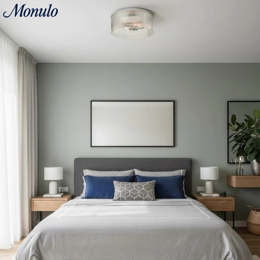 Geribbelde Glazen Plafondlamp Modern Laagbouw Ontwerp Slaapkamer Woonkamer Gang | Sansoti