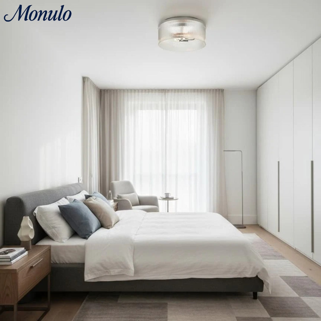 Geribbelde Glazen Plafondlamp Modern Laagbouw Ontwerp Slaapkamer Woonkamer Gang | Sansoti