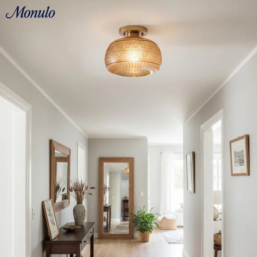 Glazen Bol Plafondlamp Getextureerd Glas Semi-Flush Verlichting voor Elke Ruimte | Sansoti