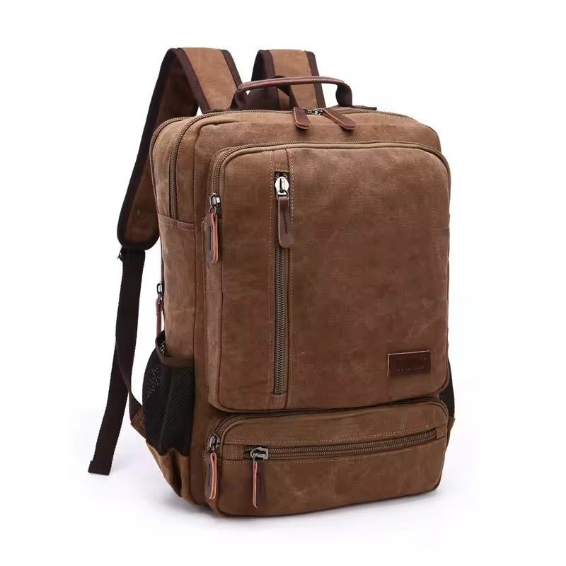 Vintage Canvas Backpack with Leather Details for Laptops up to 15 Inches Travel Bag School Bag Day Bag Casual Backpack | Sansoti