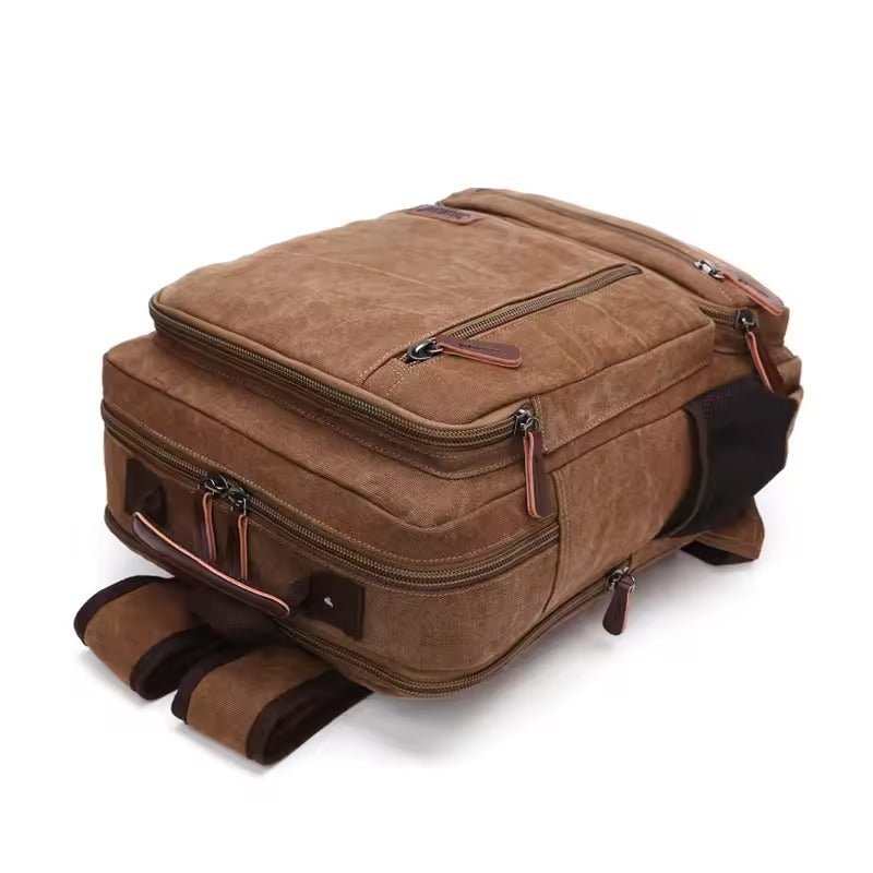 Vintage Canvas Backpack with Leather Details for Laptops up to 15 Inches Travel Bag School Bag Day Bag Casual Backpack | Sansoti