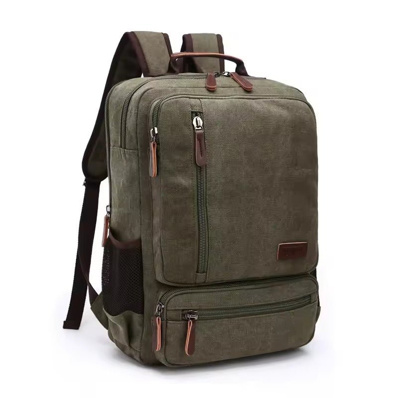 Vintage Canvas Backpack with Leather Details for Laptops up to 15 Inches Travel Bag School Bag Day Bag Casual Backpack | Sansoti