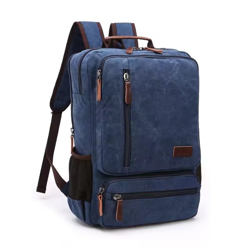 Vintage Canvas Backpack with Leather Details for Laptops up to 15 Inches Travel Bag School Bag Day Bag Casual Backpack | Sansoti