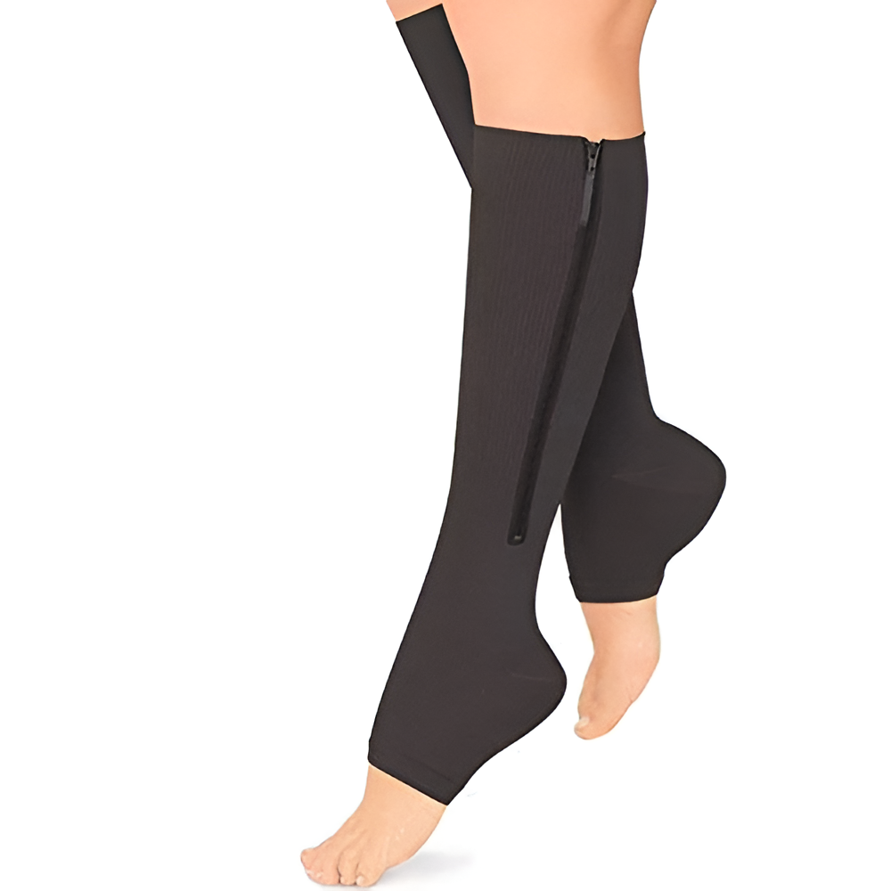 Compressiekousen met rits, 20-30 mmHg, open teen, therapeutische medische ondersteuning, beenkousen voor dames en heren | Sansoti